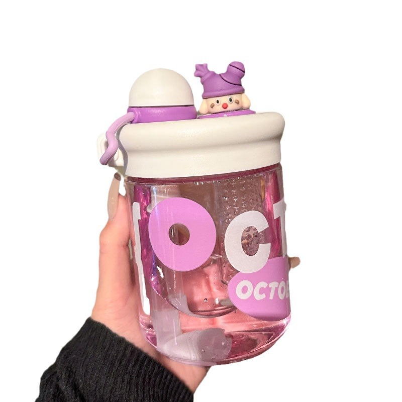 YSM6005 -560ml Red Cup DIY contraste de color Ton Cup Linda muñeca palillos Taza taza de paja taza de beber Doble