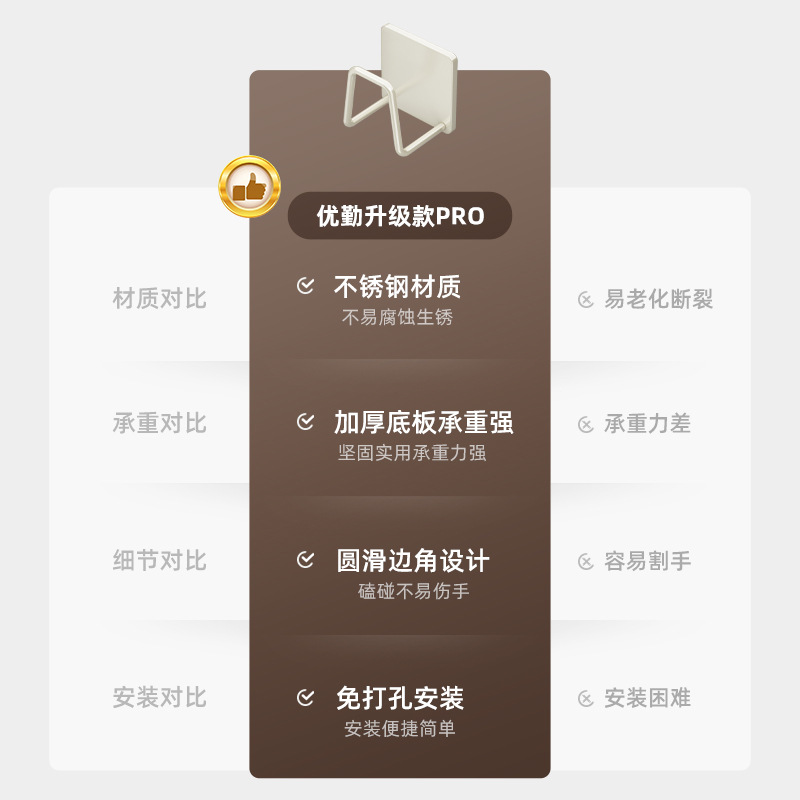 Baño de acero inoxidable bajo gabinete de almacenamiento de lavabo bajo gabinete de baño bajo gancho sin agujeros colgados en la pared lavabo artefacto mágico