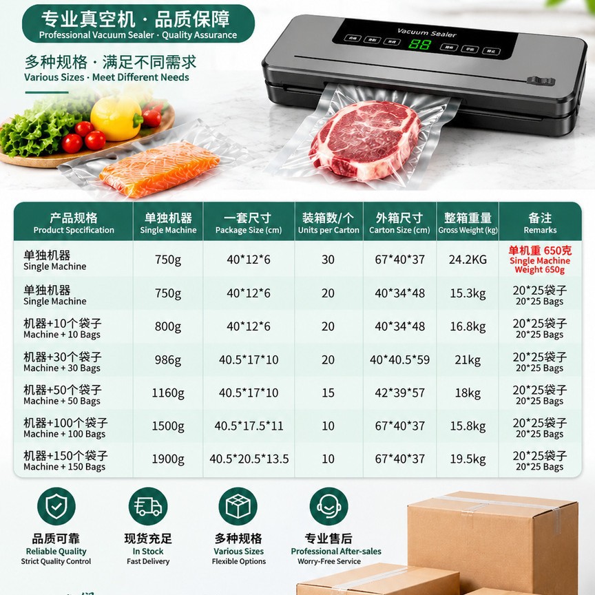 Vacuum sealer fully automatic food packaging dry and wet use