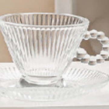 Juego de Taza y Plato de Té de Vidrio Transparente para Desayuno y Té de la Tarde