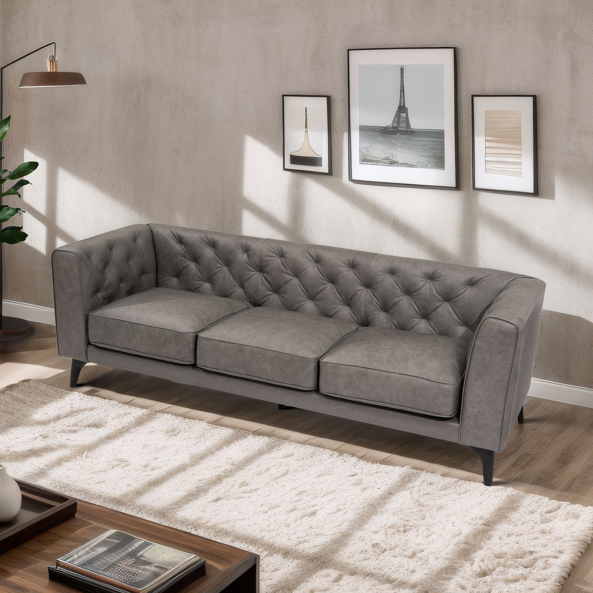 Moderno sofá de tela minimalista pequeño tipo de casa doble minimalista lujoso látex triple sala de estar combinación multifuncional