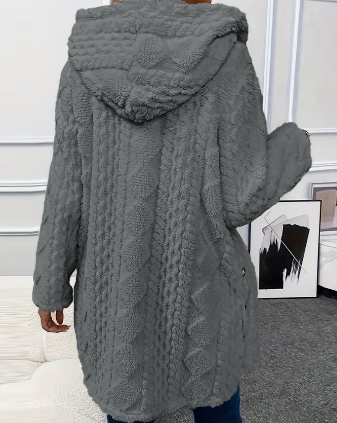 Women's Jacket Hooded Cardigan Button Long Sleeve Casual Winter_voghion.com