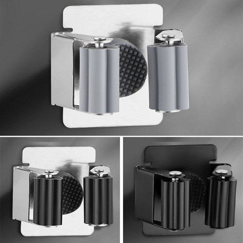 No-punch mop wall-mounted clip mop mop hook metal strong bathroom bathroom wall-mounted broom holder