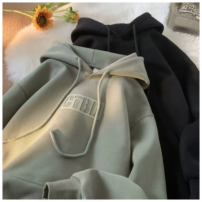 С капюшоном и плюшевым свитер мужской весенний и осенний 2024 новый американский прилив, красивый топ с длинными рукавами