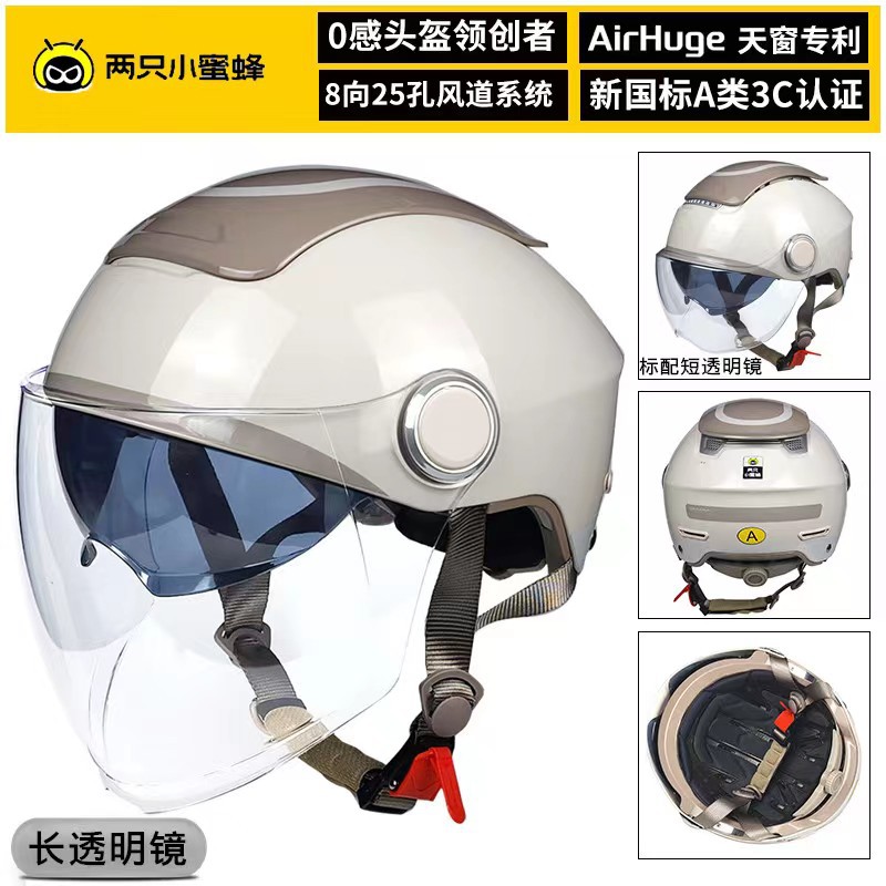 Two Little Bees Helmets New GB 3C Certified Electric Car Motorcycle Unisex Breathable Sunscreen Helmet