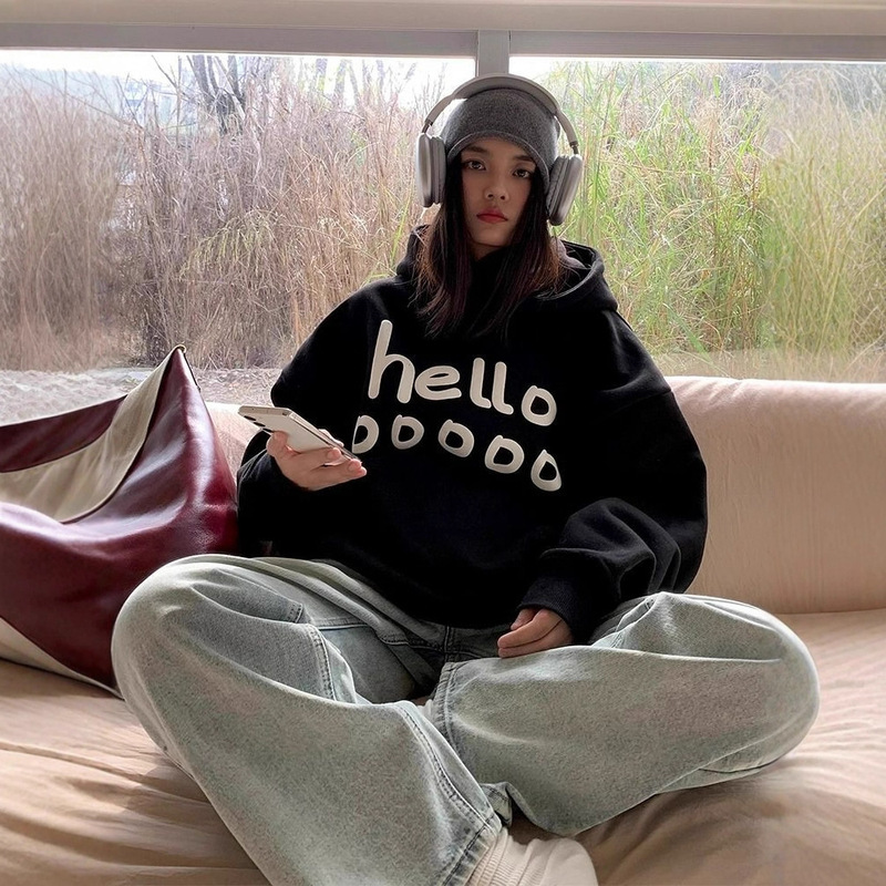 超好看连帽卫衣女秋冬季2025新款潮牌宽松休闲百搭慵懒风薄款上衣|undefined