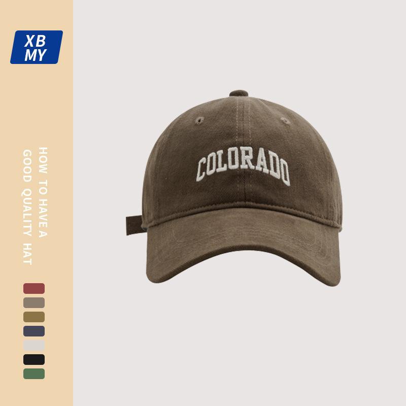 Hochwertige, matte Softtop-Baseballkappe mit aufgestickten Herrenbuchstaben in koreanischer Version, trendigem großem Kopf, kleinem Gesicht,_voghion.com