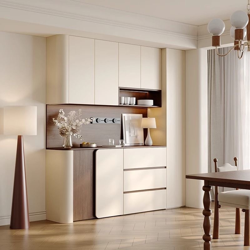 Medieval Cream Style Arc High Sideboard Home Restaurant Color Matching Tea Cabinet Large Capacity Storage Cabinet