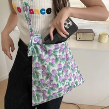 甜美碎花薄款单肩包大容量女韩国斜挎手提包包发圈出游购物帆布袋