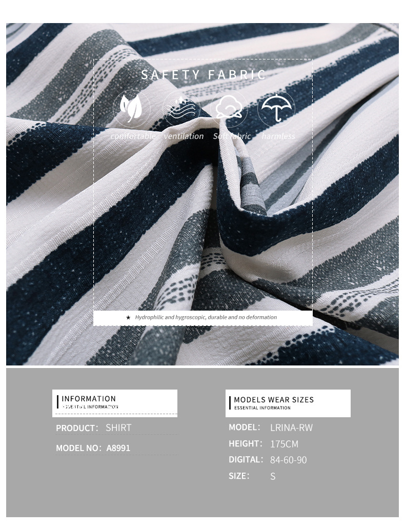 Pulloverhemd mit Patchwork-Muster, Lotusblatt-Ärmeln und kontrastierenden Streifen_voghion.com