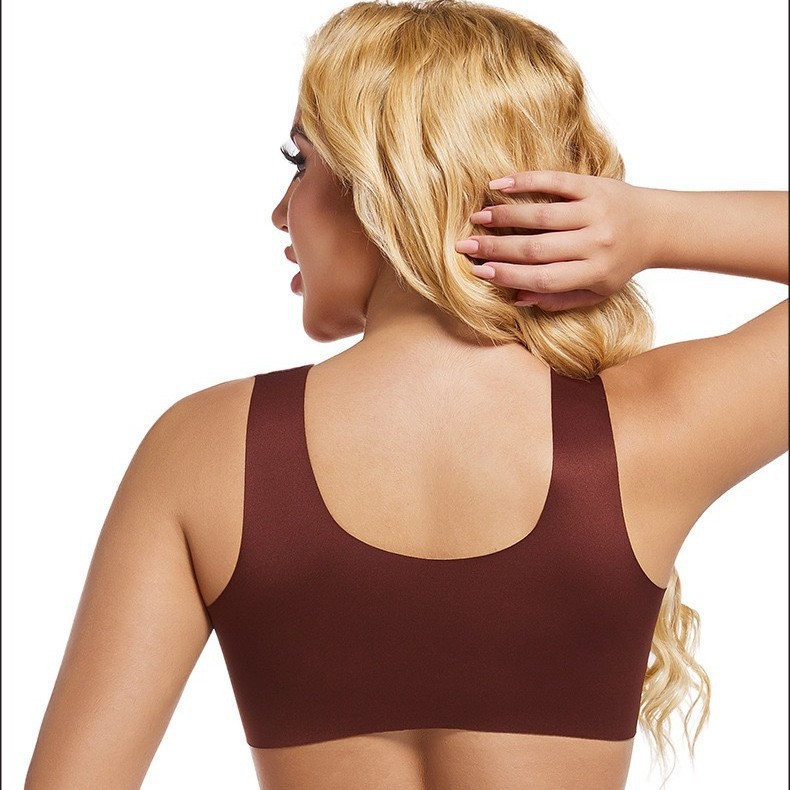 Botón delantero transfronterizo hermoso sujetador de talla grande con espalda brillante estilo delgado recogido sin anillo de acero hebilla delantera ropa interior sujetador antiflacidez para mujer