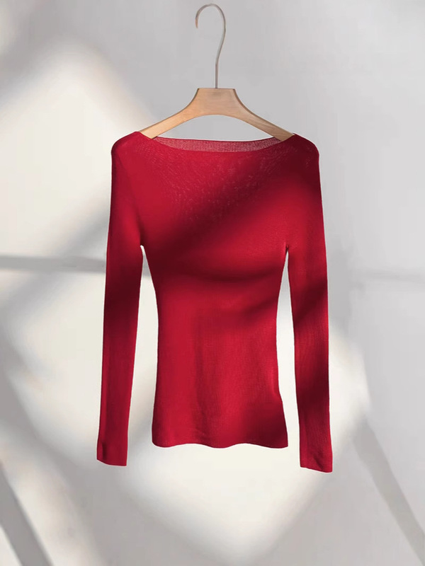 メリノ梳毛ウール 100% 120S シームレスワンライン既製服ファッショナブルなワンショルダーウールセーター薄手のニットセーター|undefined