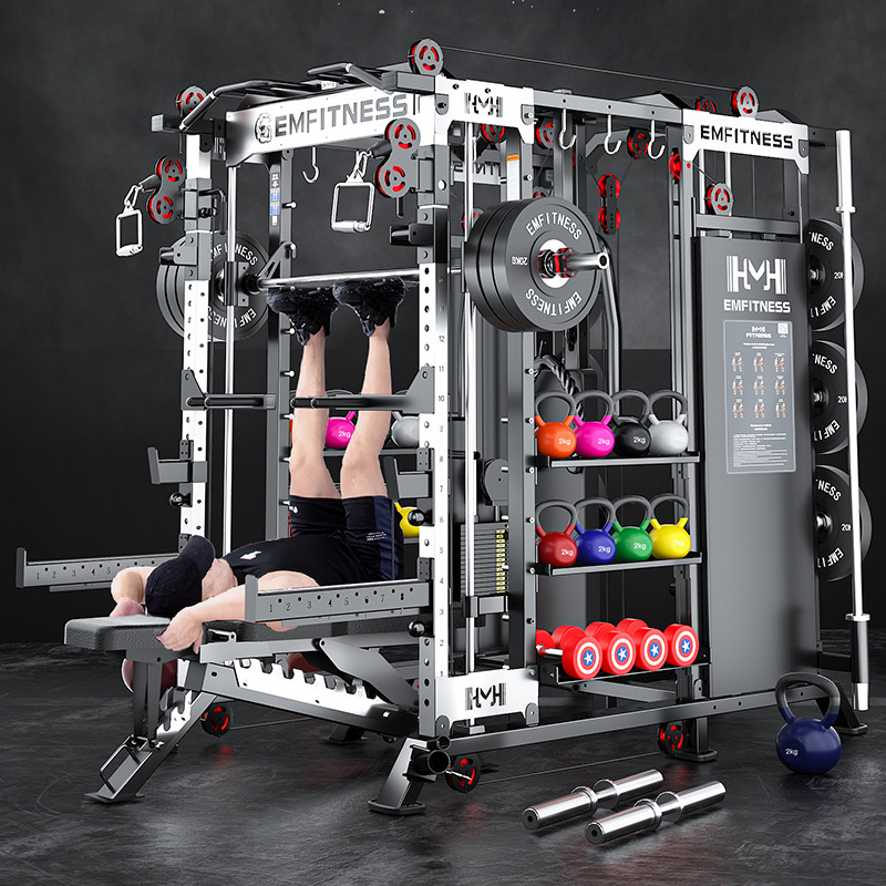 Equipo de gimnasio pórtico comercial máquina Smith entrenador integral multifuncional casero pájaros en cuclillas y push-up