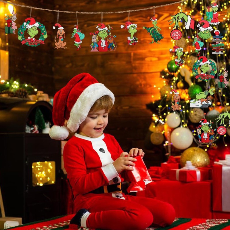グリンチ クリスマスツリー デコレーション ペンダント グリンチ 木製ペンダント クリスマス グリンチ 24個|undefined