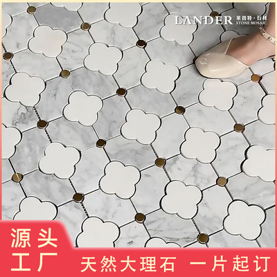 French Renovation Metal Mosaic Parquet Carrara Marble Mosaic ceramic tile Shower Room TOILET Wall tile