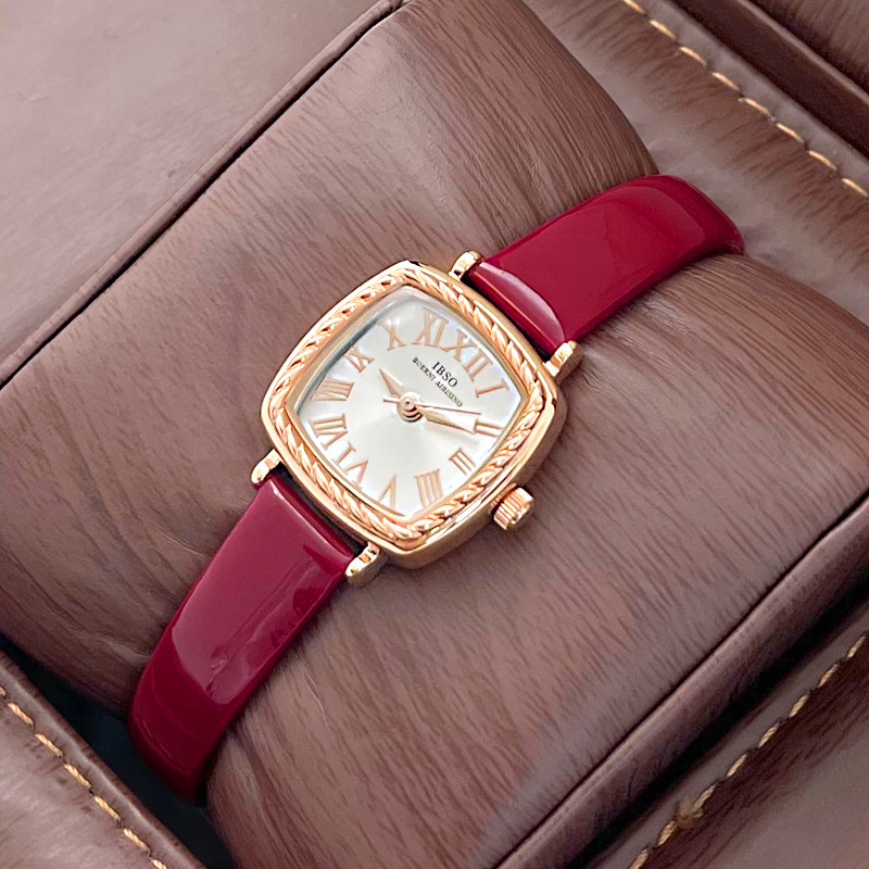 IBSO New Genuine Leather Waterproof Small Square Elegant Fashion Trend Student Simple Women's Watch_voghion.com