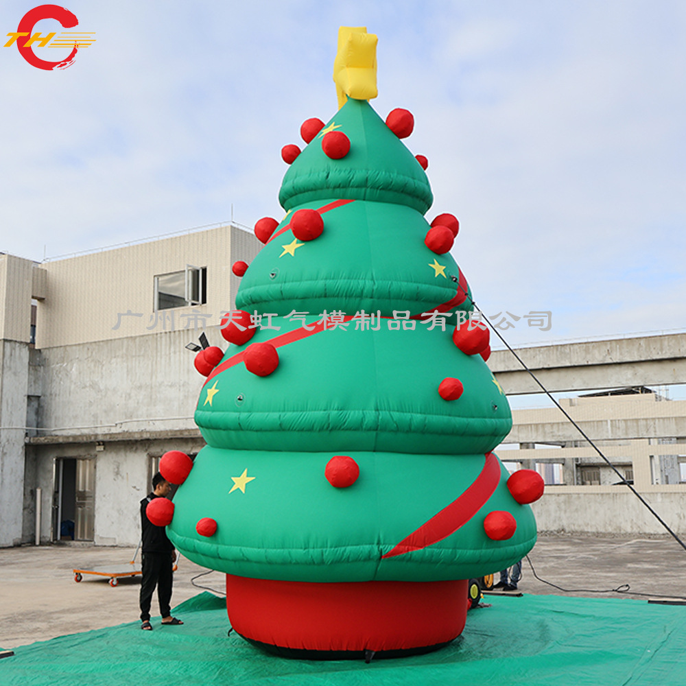 圣诞树气模爬梯圣诞老人 充气圣诞节开业装饰发光圣诞树