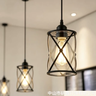 跨境定制美式玻璃单头小吊灯咖啡厅吧台岛台灯厨房餐厅卧室小吊灯