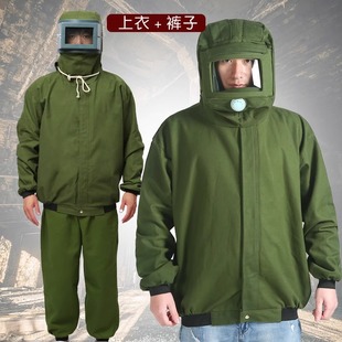 Canvas Thickeneded Paint Sandblasting Sandblasting Suit Pants One-Piece Protective Clothing Polishing Hat Sandblasting Suit Sandblasting Suit