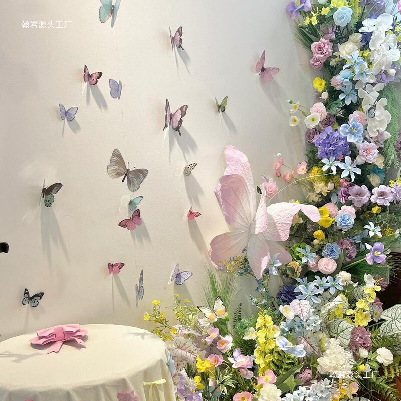 Pvc Three-Dimensional Butterfly Decorative Wall Stickers, Atmospheric Photo Area Scene Layout, Check-In Corner Renovation