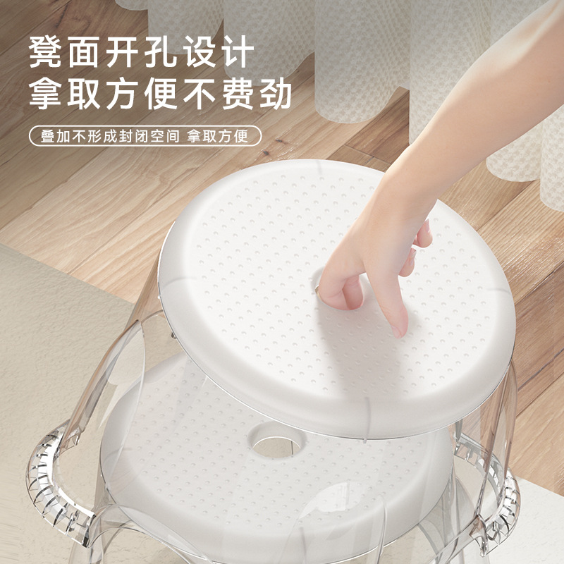 PET transparent small stool chair, shoe changing stool, foot washing stool, home bathroom toilet bathroom plastic bench