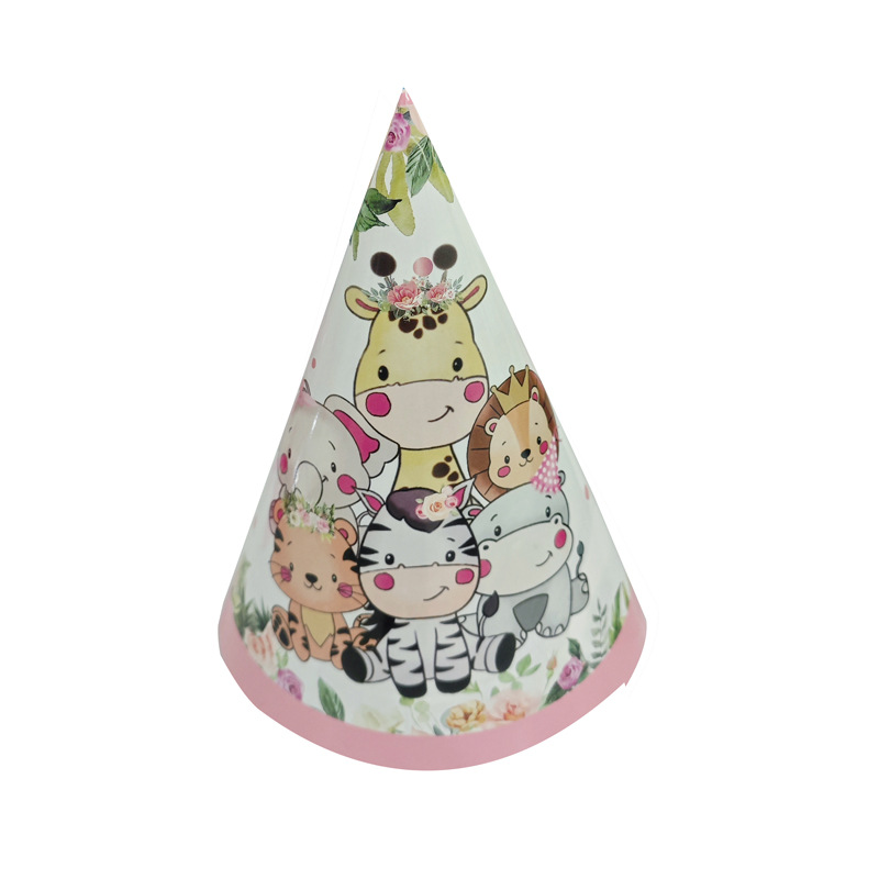 2023 nueva selva Rosa animal plato de papel taza de papel tejido mantel Tema del partido vajilla desechable traje