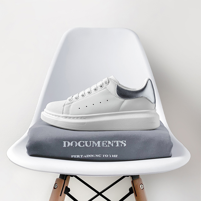 Zhengheng oficial Bo Maquan zapatos blancos para hombres y mujeres zapatos de suela gruesa de cuero 5 nuevos zapatos de skate casuales de altura Putian