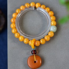 天然蜜蜡单圈手串满蜜老花蜡蜜蜡蜡质浓厚尺寸8毫米重10.5克