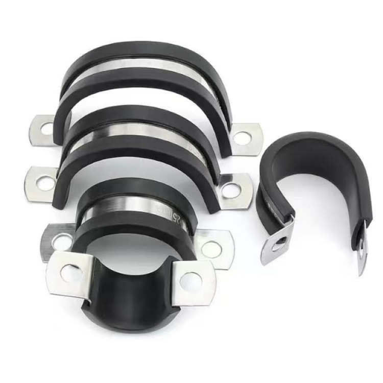 骑马卡双铆片 U型镀锌马鞍卡 线卡线夹电缆夹 连胶条卡箍