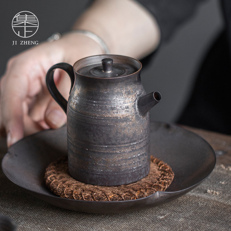 陶瓷薄胎滤孔茶壶 日式复古功夫茶具简易泡茶器 家用茶具复古茶壶