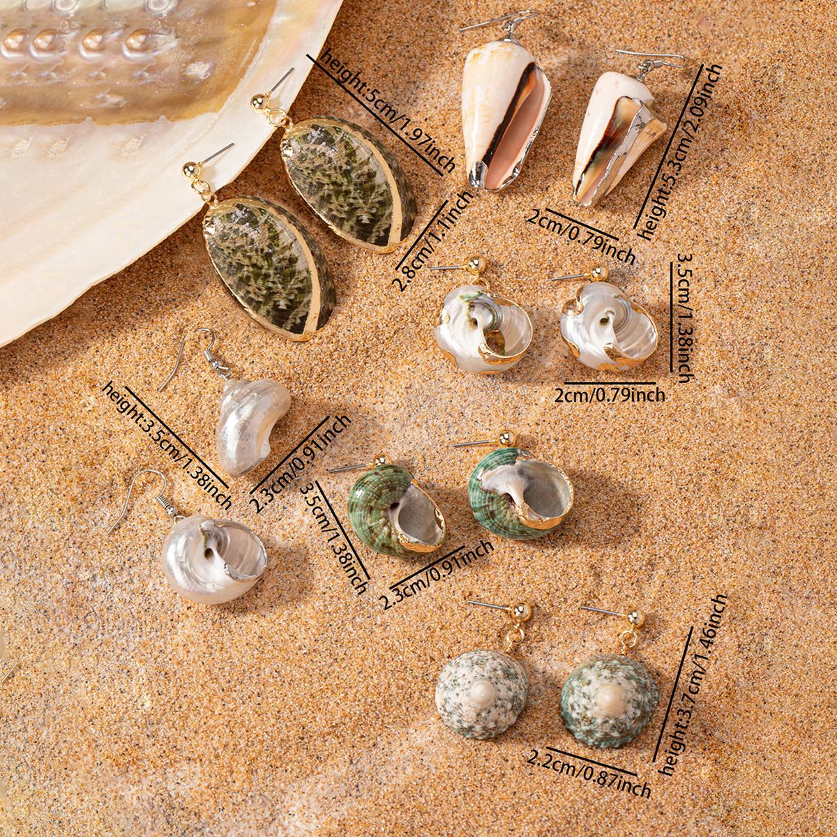 22g Weight Iron Ear Needle Material Drop Earrings Classification 1 Pair Quantity 1 Pair Beach Conch Metal Drop Earrings