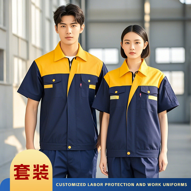 Ropa de trabajo de manga corta de verano traje de hombre herramientas respirantes resistentes al desgaste ropa de reparación de automóviles ropa de taller ropa de trabajo personalizada ropa de protección laboral image 11
