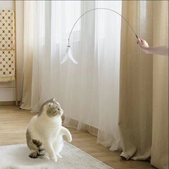 メーカー卸売りペット用品猫玩具自ハイ吸盤長棒長鋼線伸縮羽毛猫棒