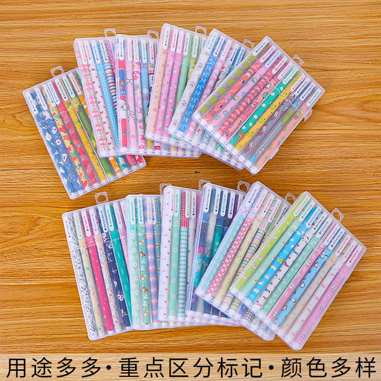 Corea del Sur papelería color gel pluma aprendizaje creativo suministros de oficina lindo agua pluma traje diez colores gel pluma al por mayor