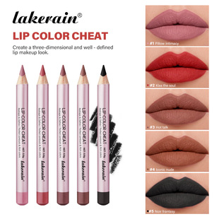 Cross-border lakerain mini wooden rod lip liner moisturizing smooth mini portable long-lasting bright color