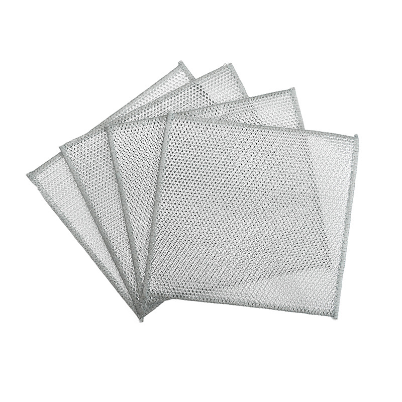 新款双层银丝洗碗布清洁双面网格抹布不沾油家用代替钢丝球清洁布