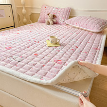 冬季新款牛奶绒夹棉床褥床垫2025加厚加绒保暖印花设计床护垫床褥