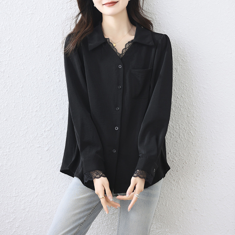 实拍大码女装衬衫2025秋季新款时尚休闲宽松显瘦微胖翻领百搭上衣|undefined