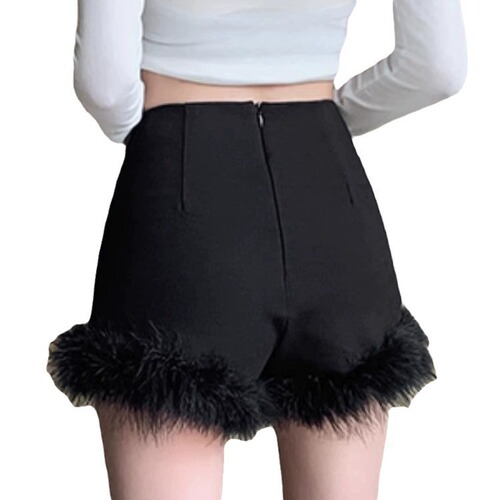Mo Mao Collage White Casual Short Shorts Women Autumn Winter High-Waist Tight Straight Leg Pants A-Square Hip-Hugging Base Layer Hot Pants