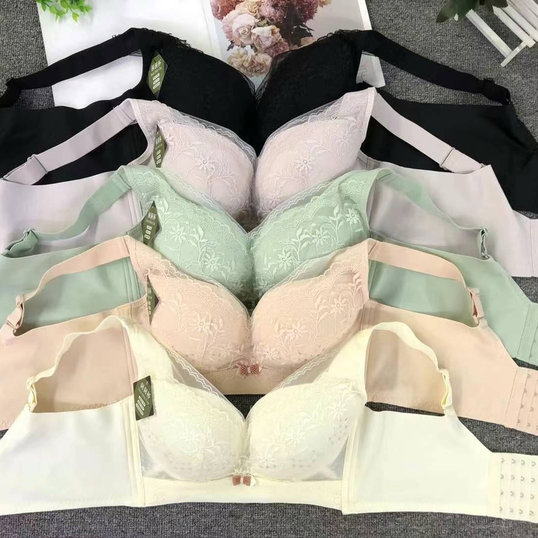 Nuevo sujetador de alta calidad de moda de encaje jacquard transpirable y cómodo ajuste lateral de pecho de cuatro botones ropa interior mujer