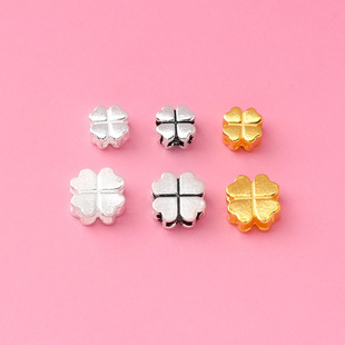 s925銀素銀飾品配件 泰銀四葉草珠子散珠隔珠DIY串珠材料編繩配飾