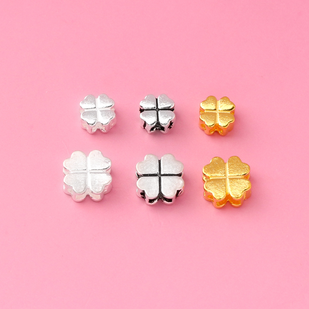 s925银素银饰品配件 泰银四叶草珠子散珠隔珠DIY串珠材料编绳配饰