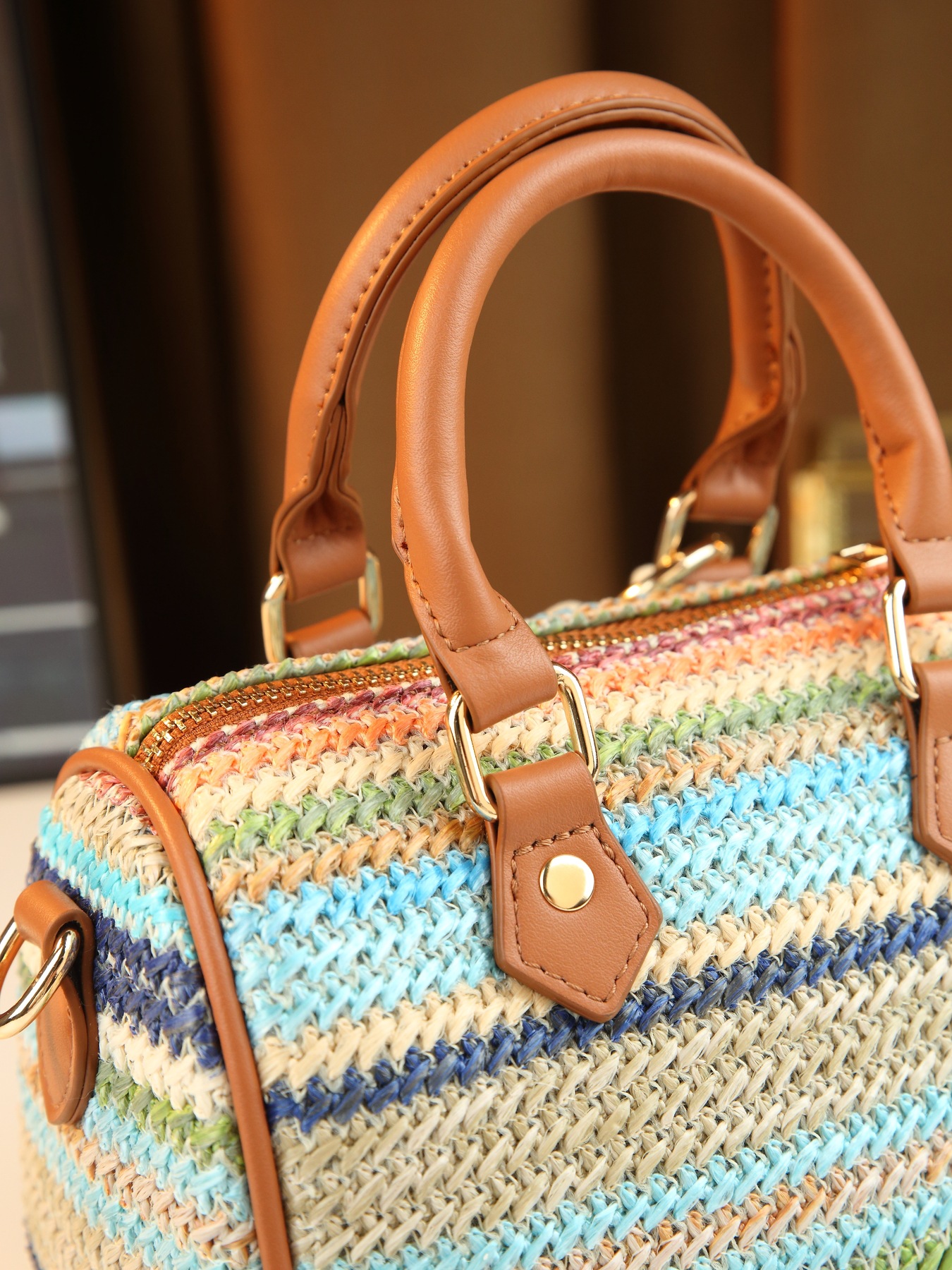 Women's Canvas Patchwork Bucket Bag For Casual Summer Commuting_voghion.com