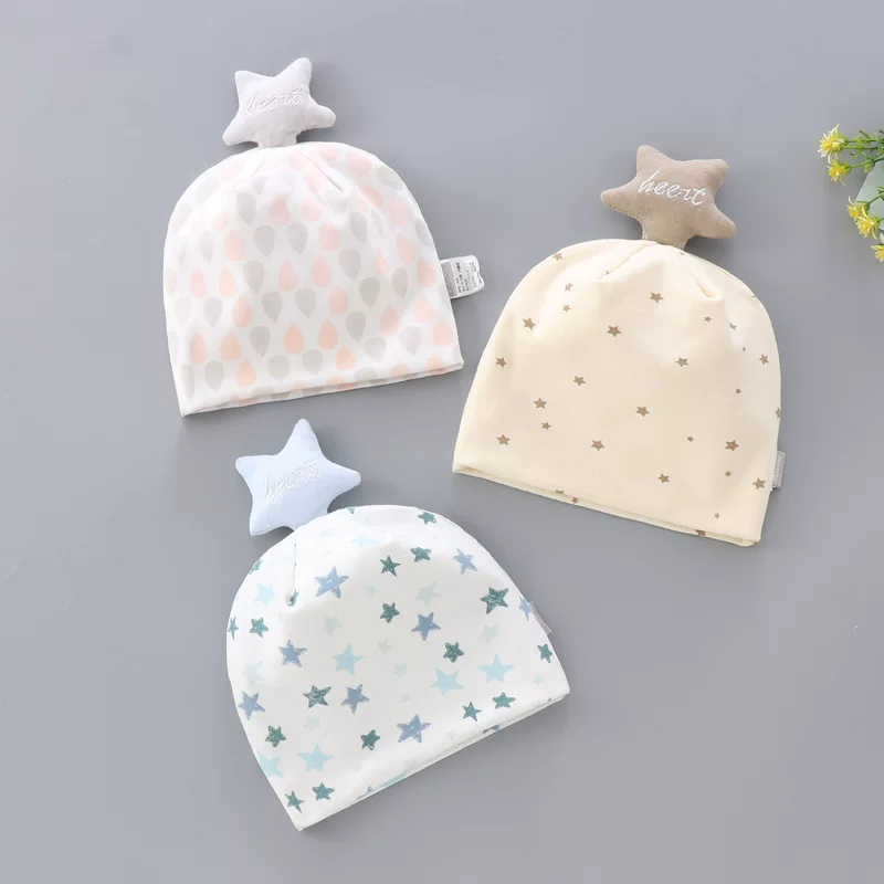 Осенний детский новорожденный чепчик, 0–3 месяца, звёздный верх, мягкий 15×16 см