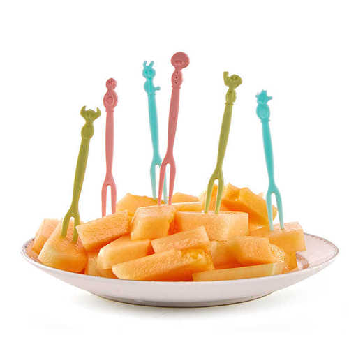 Fruit fork set fruit pick disposable plastic two-tine household fruit cake dessert fork snack fork