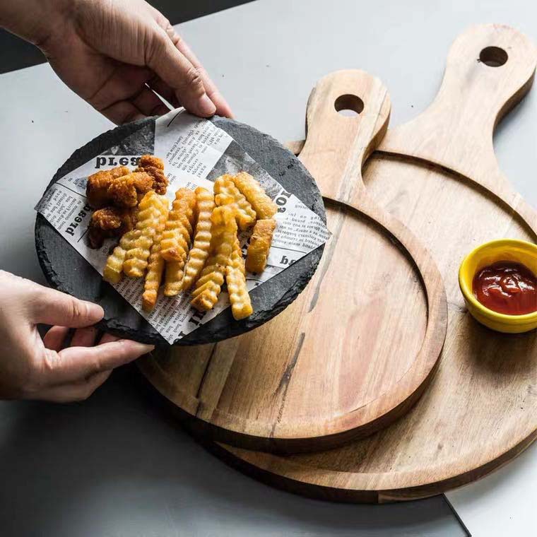 Nórdico plato de carne de madera Hogar Japonés ins roca placa redonda vajilla occidental barbacoa pizza bandeja de madera