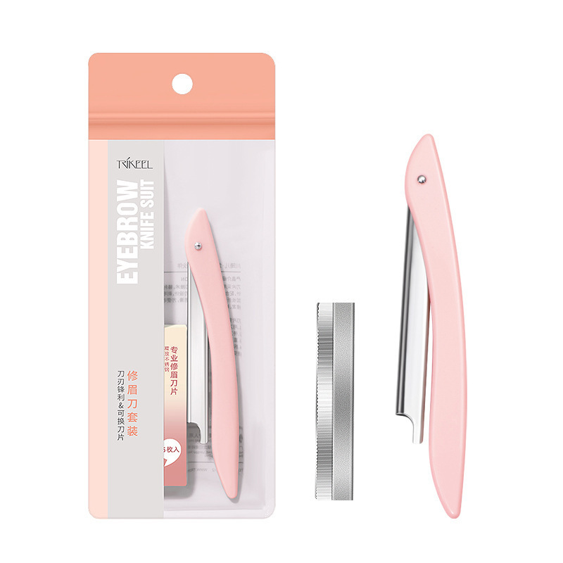 Chuanqier Stainless Steel Eyebrow Razor, Shaving Razor, Barber Shop Facial Razor, Razor Holder, Durable for Makeup Artists