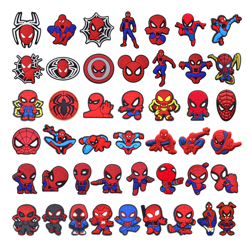 Marvel Series Spider-Man Series Clogs Accessories DIY Soft Rubber Shoe Buckles Cartoon Shoe Flowers Stereo Decorative Accessories