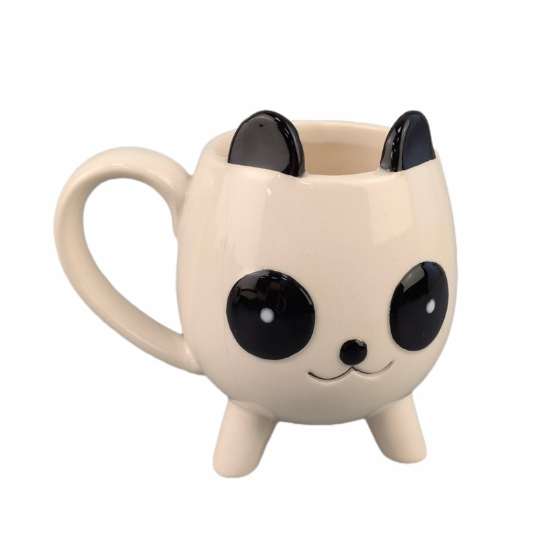 Taza de café de cerámica 3D Animal Tiger Bulldog linda taza de agua de oficina creativa taza de panda