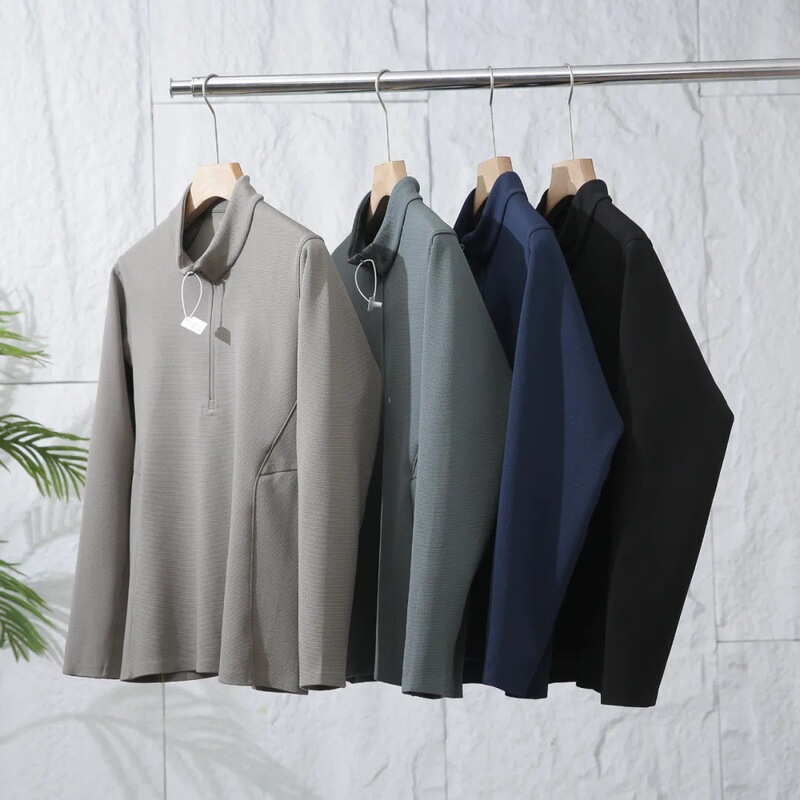 Autumn and Winter Men's Half-Zipper Sweat Adhesive Craft Long-Sleeved High-Heat Sports High-Speed Underarm Breathable Autumn and Winter Men's Half-Zipper Sweat Adhesive Craft Long-Sleeved High-Heat Sports High-Speed Underarm Breathable